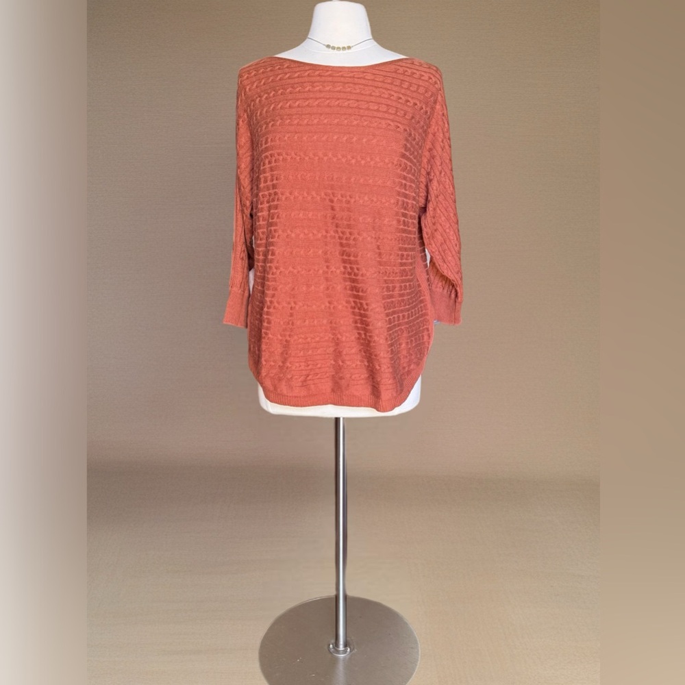 Market & Spruce Burnt Orange Textured Knit Top